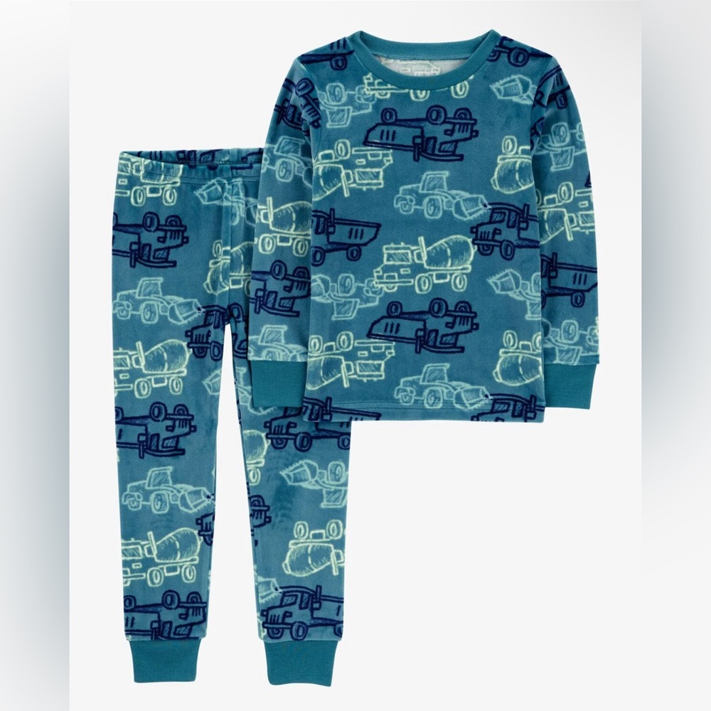Toddler 2-Piece Fuzzy Velboa Construction Pajamas